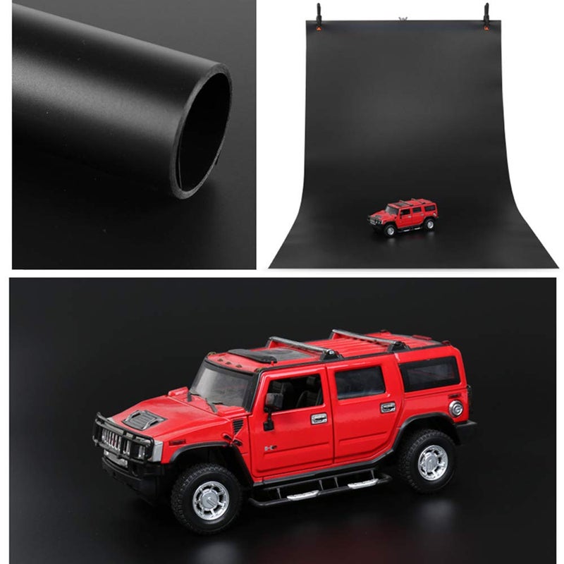 Meking Black PVC Photography Backdrop Matte & Reflective PVC Background 24x51inches (60x130cm) Dual Side Vinyl Photo Backdrop for Product Video Photography Studio - Image 2